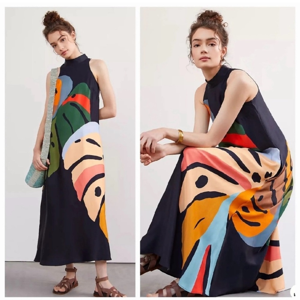 FARM Rio Multicolor Abstract Maxi Dress XSmall Petite